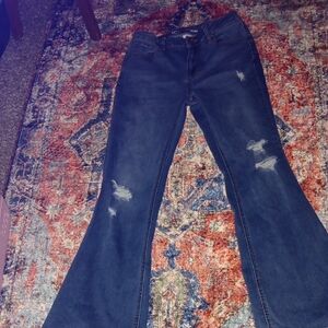 No Boundaries Distressed Flare Jeans, Size 13